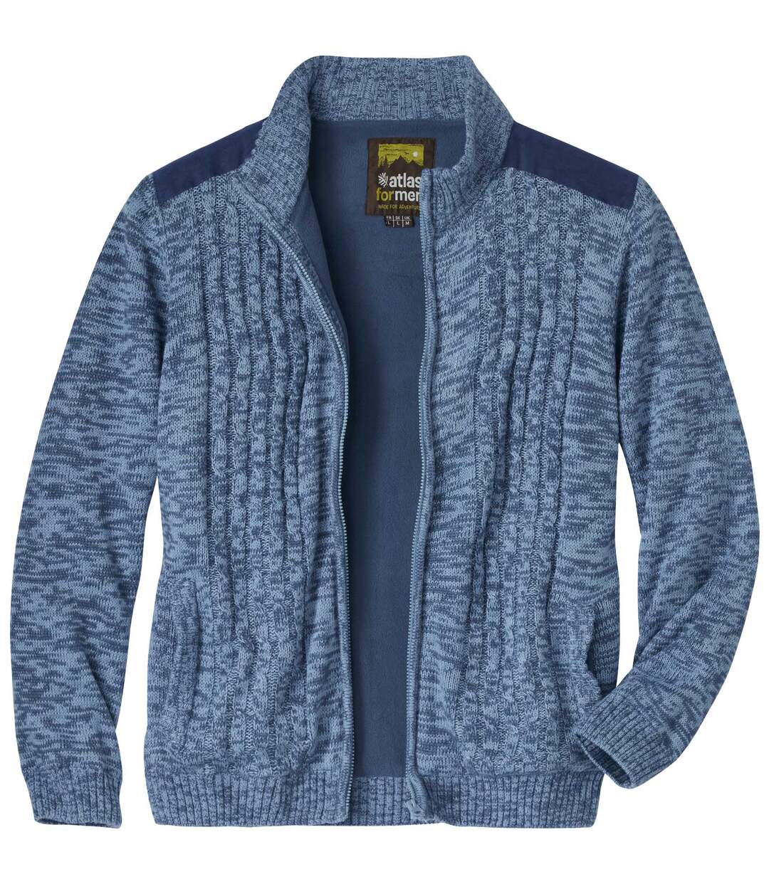 Men's Blue Fleece-Lined Knitted Jacket-5