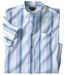 Men's Blue Striped Crepe Shirt-3