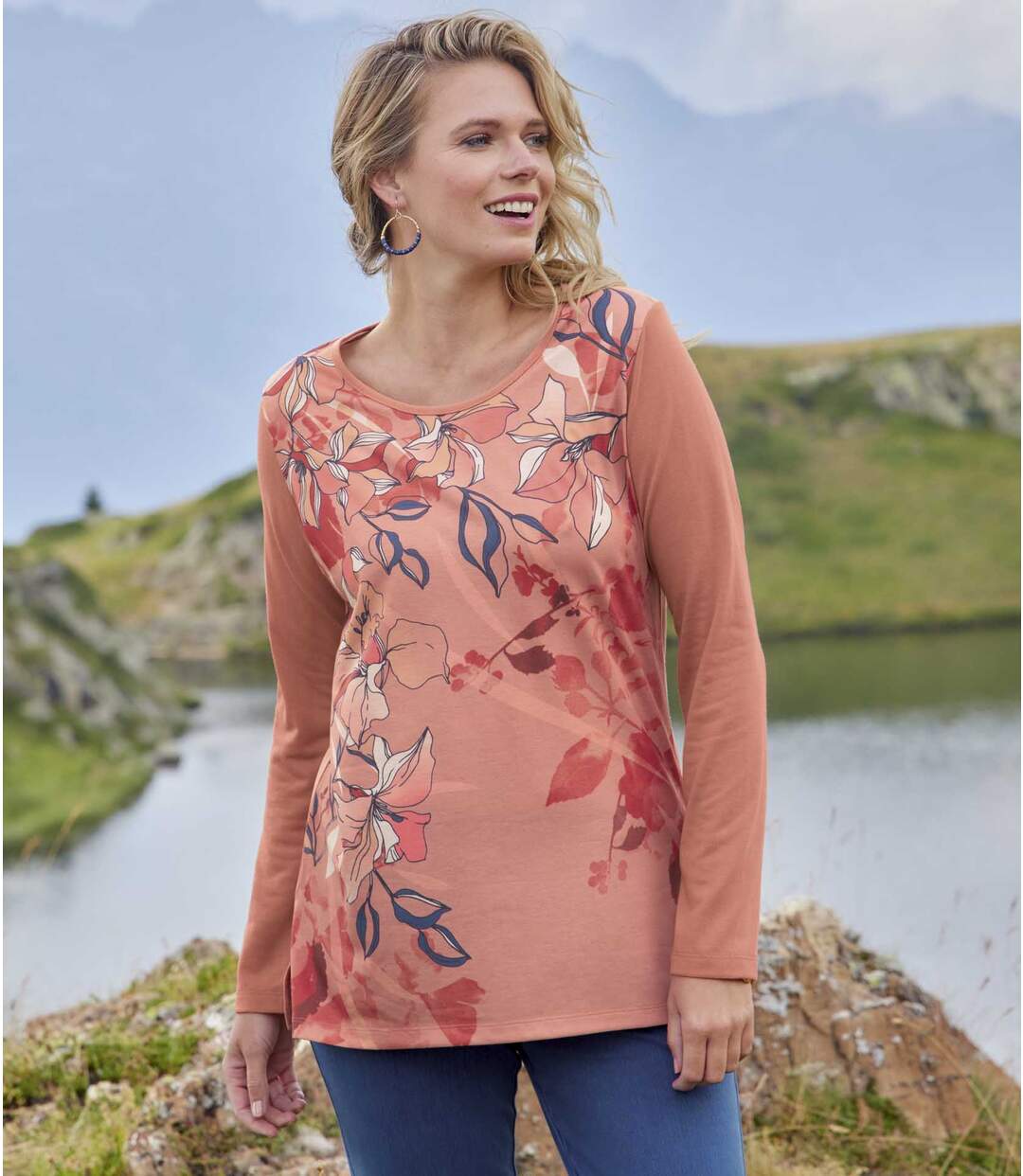 Lässige Tunika mit Blumen-Print-1