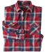 Men's Red & Blue Checked Flannel Shirt-7