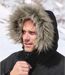 Men's Black Padded Parka with Faux-Fur Hood - Water-Repellent-6