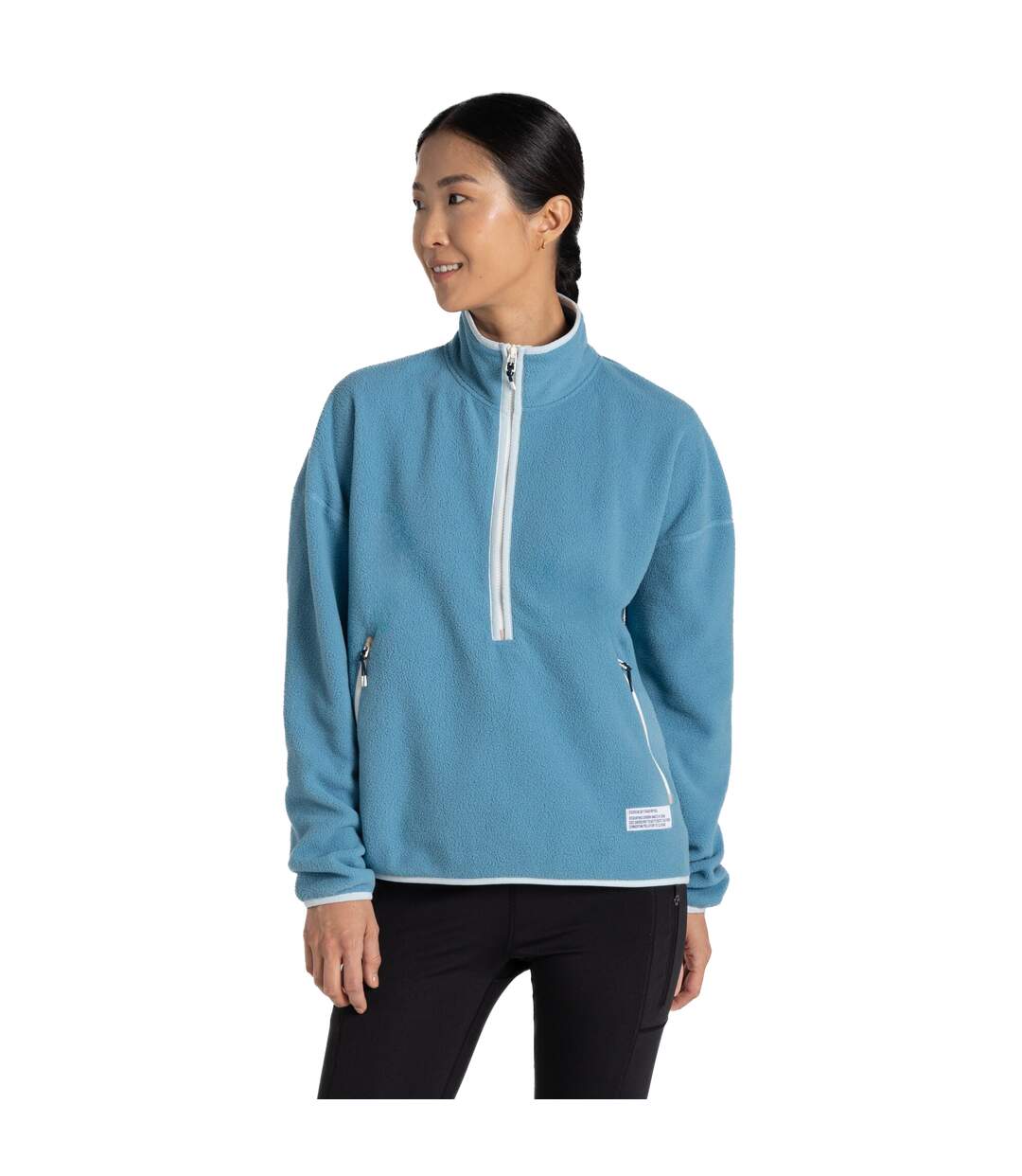 Womens/ladies Co2 Renu Technology Half Zip Fleece Top Light Denim Craghoppers-3
