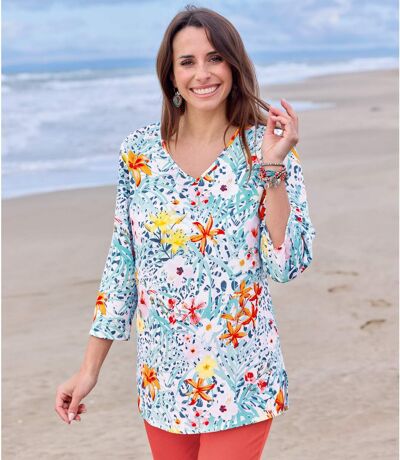 Krepp-Bluse mit Flower-Print