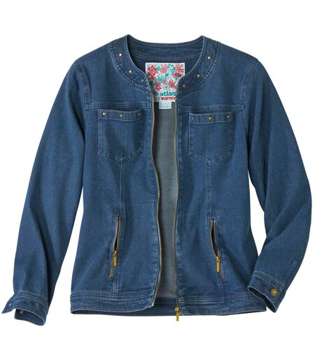Veste Zippée en Jean Stretch Fantaisie 