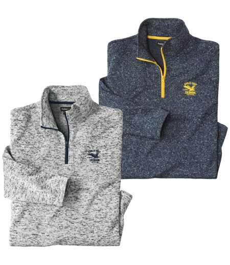 Pack of 2 Men's Fleece Jumpers - Grey Blue