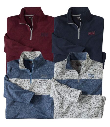 Pack of 4 Men's Brushed Fleece Jumpers
