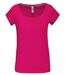 T-shirt col bateau - Femme - K384 - rose fuchsia-1