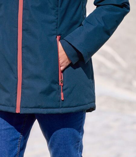 Women's Navy Fleece-Lined Ski Jacket - Water-Repellent