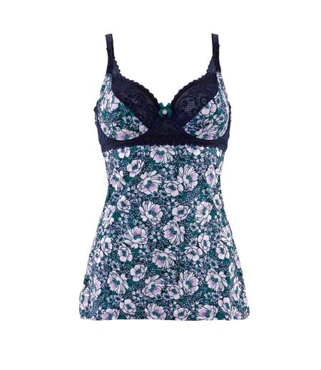 Top à armatures bonnets C, D et E indigo/vert Pas De Deux