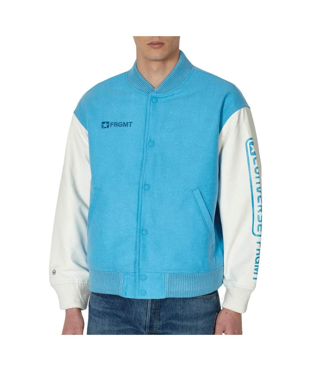 Blouson turquoise/blanc homme converse x frgmt varsity jacket - 3xl-1