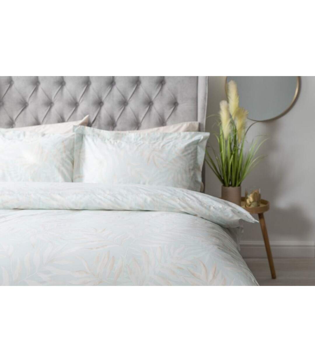 Clara Leaves Duvet Cover Set Duck Egg Belledorm-2