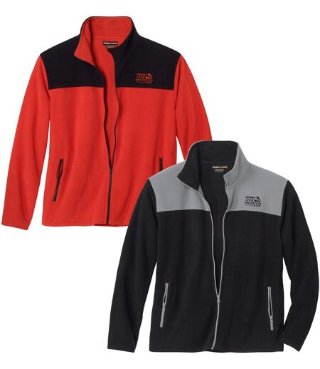 Pack of 2 Men's Zip-Up Fleece Jackets - Orange Black