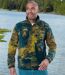 Men's Green Bear Print Fleece Jacket-1