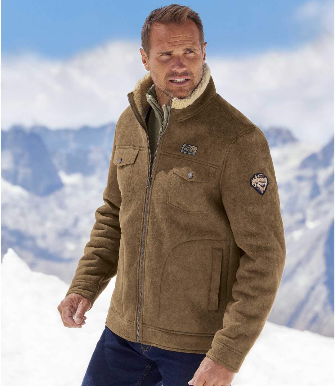 Fliegerjacke in Wildlederoptik mit Teddyfutter-3