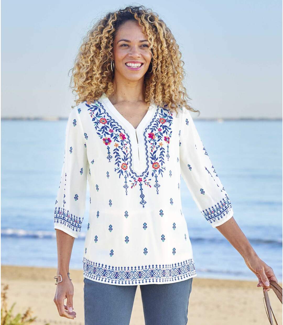 Krepp-Bluse im Folklore-Stil-1