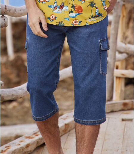3/4-Cargo-Hose aus Denim