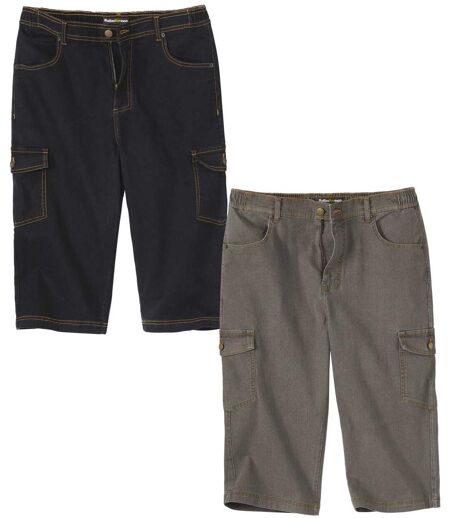 Set van 2 lichte kuitbroeken  van stretchdenim