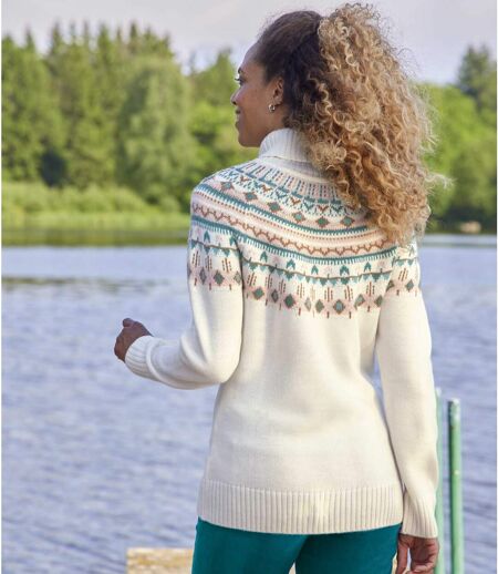 Strickpullover mit Rollkragen und Jacquardmuster