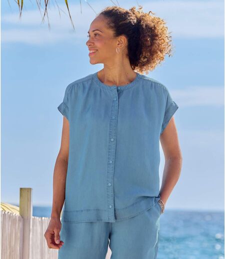 Soepele blouse in denimlook 