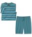 Men's Blue Striped Pyjama Short Set-1
